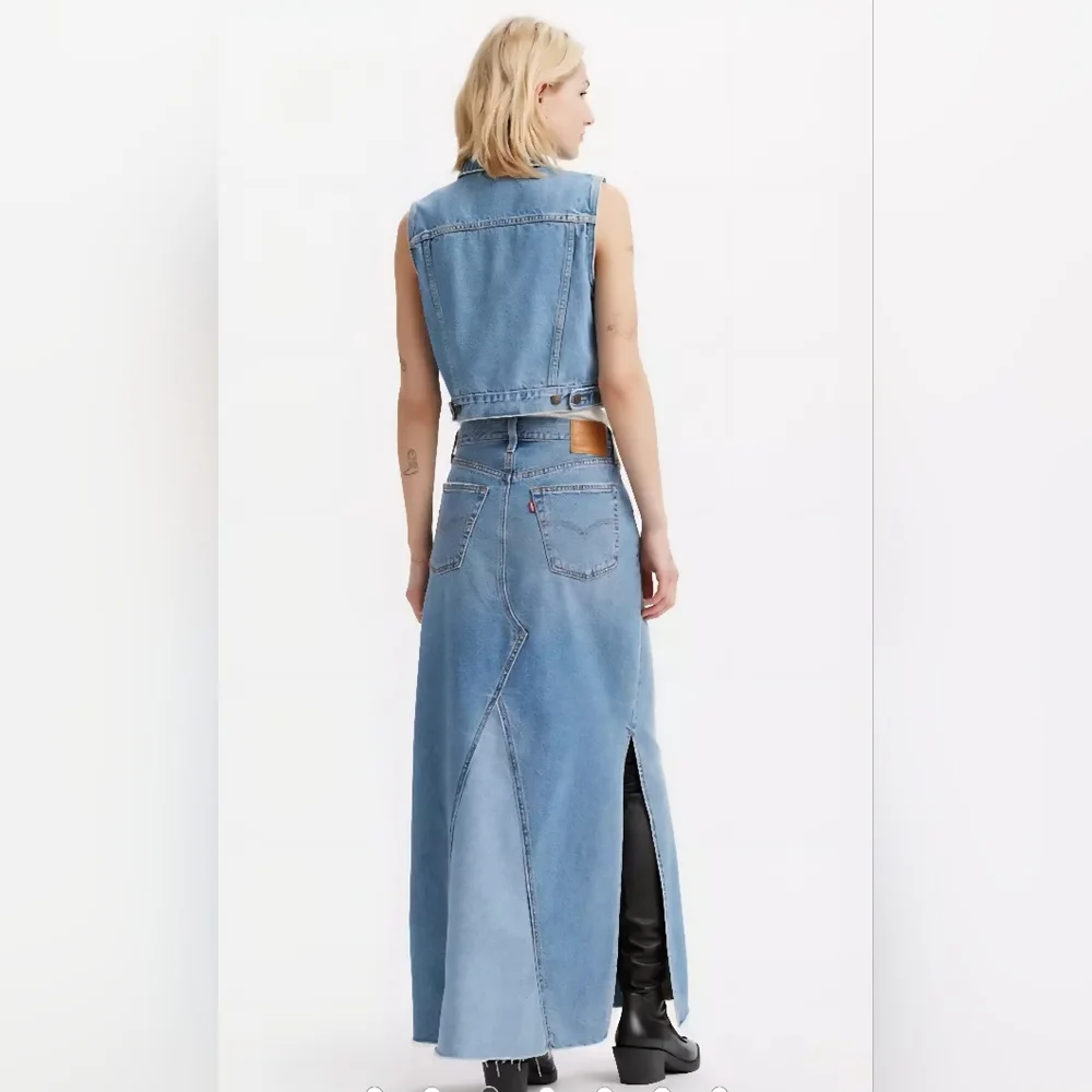 Levi's Light Blue Denim Maxi Skirt - Picture 2 of 12